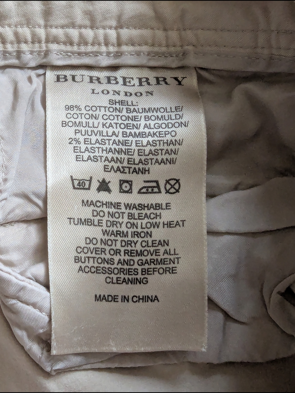 Burberry Cream Chino Bermuda Shorts - Picture 8 of 10